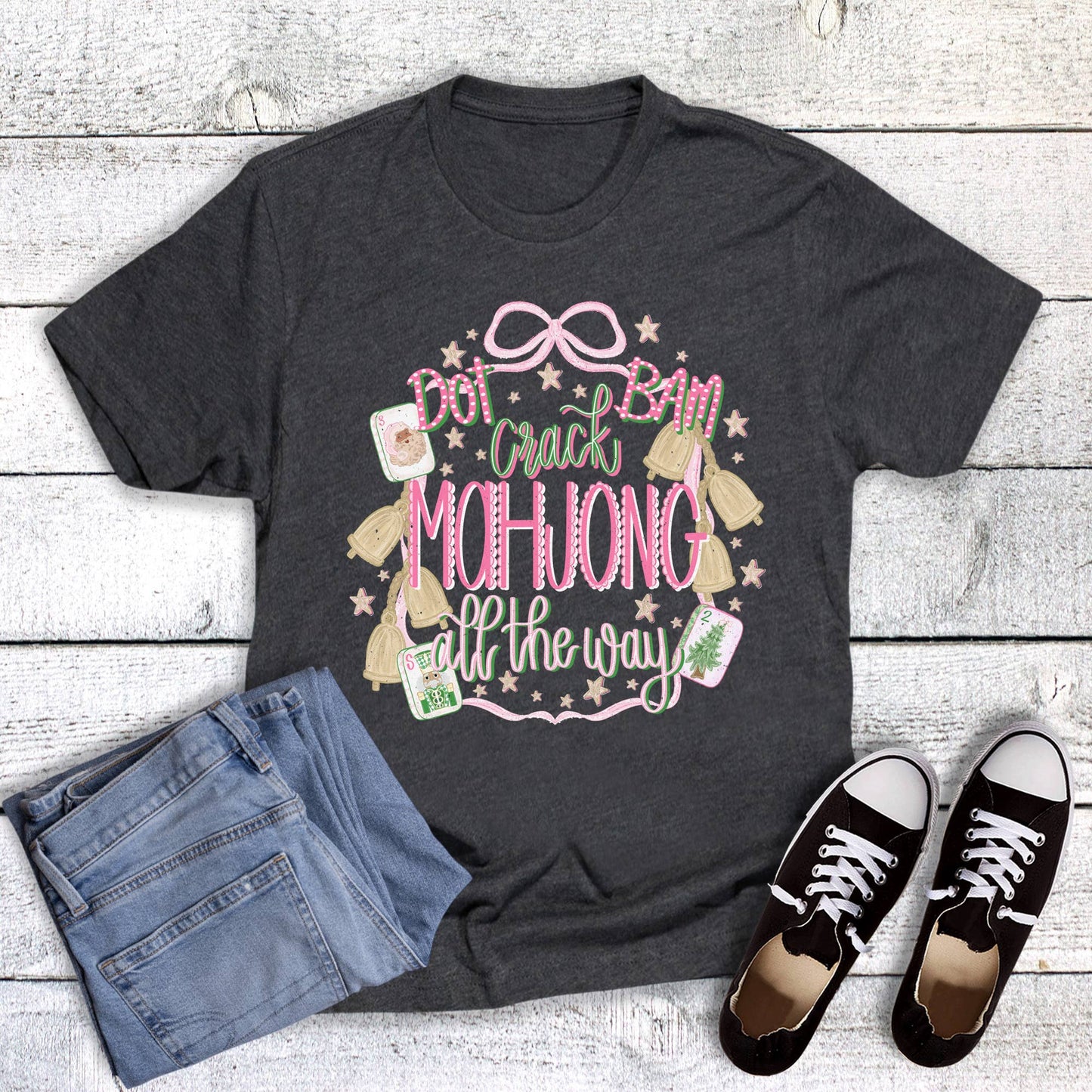 Christmas Mahjong All the Way Graphic Tee Unisex T-shirt, Sweatshirt, Hoodie, Long Sleeve Tee - T-Shirt, Sweatshirt, Hoodie
