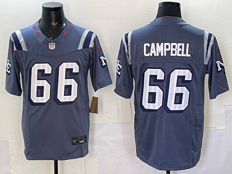 Men's New England Patriots Will Campbell Storm Blue 2025 Rivalries Collection Limited Jersey football jersey product view 1