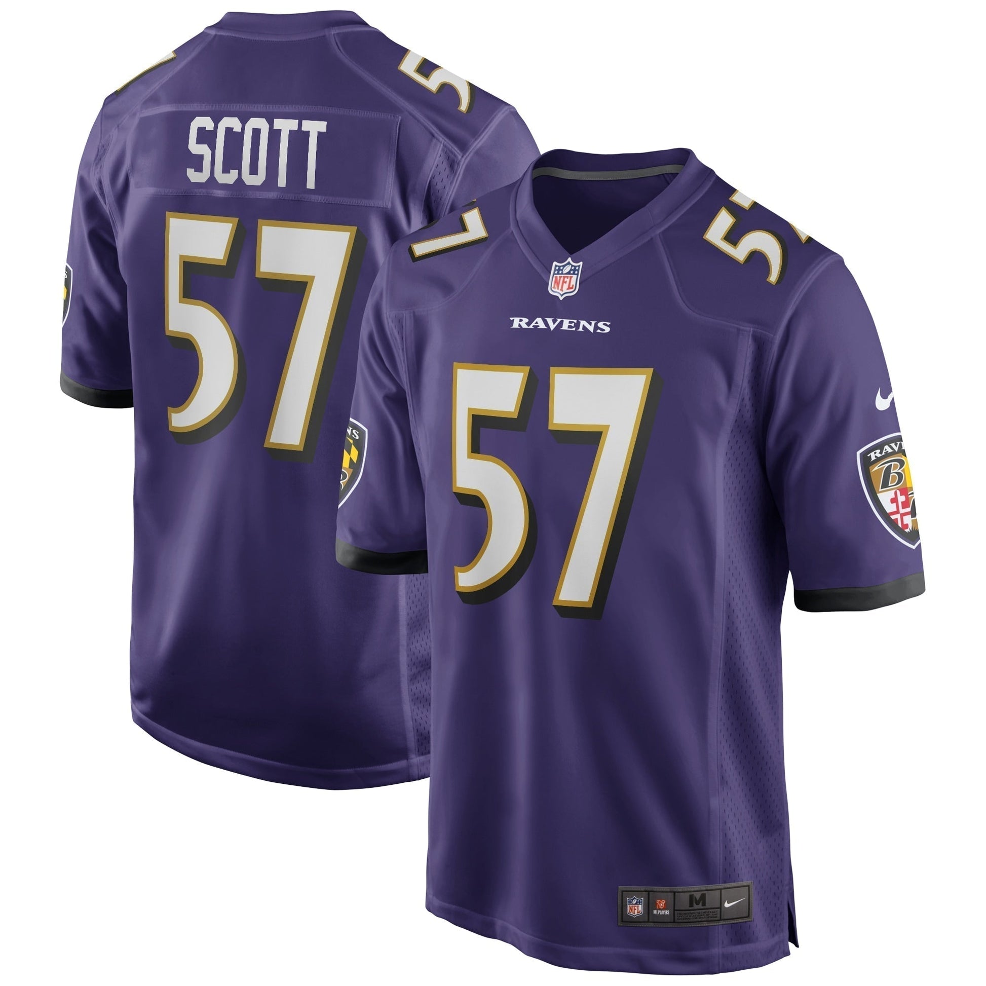 Bart Scott Baltimore Ravens Game Retired Jersey - Purple football jersey product view 1