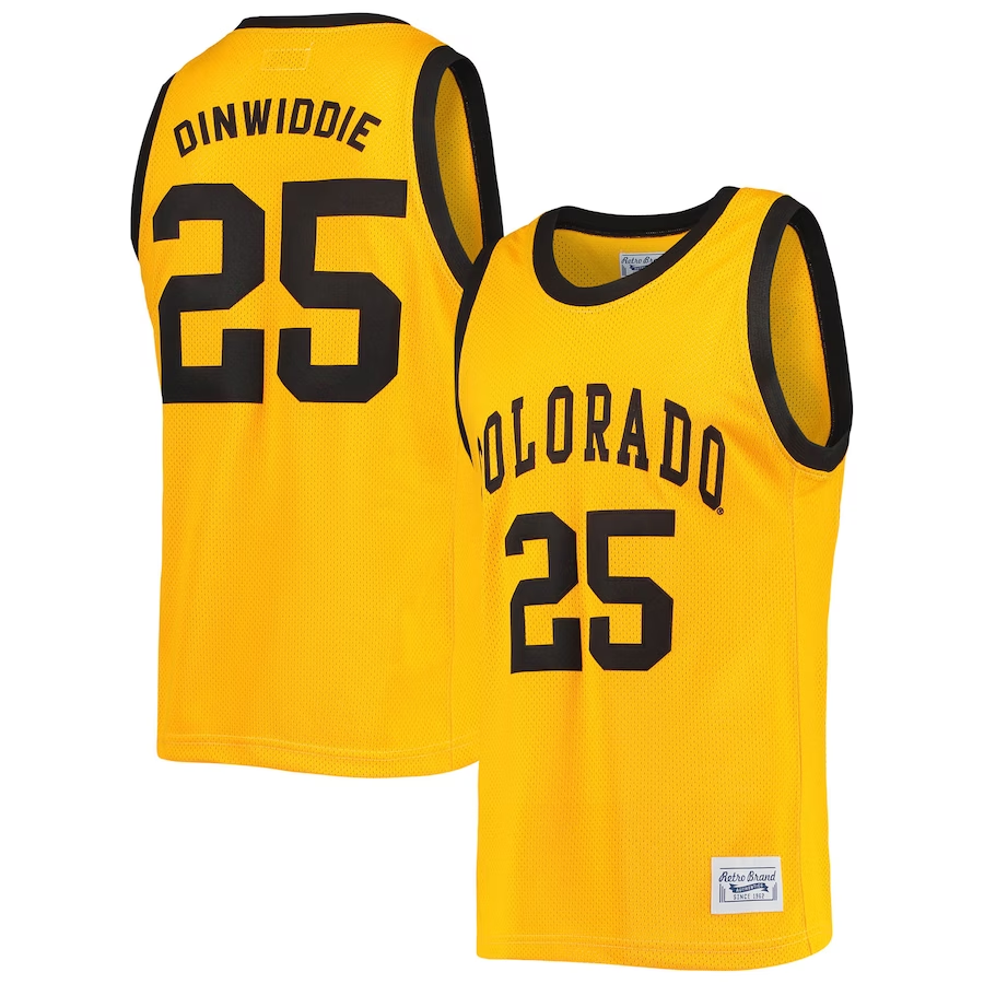 Men's Colorado Buffaloes Spencer Dinwiddie Yellow Player Game Jersey sports jersey product view 1