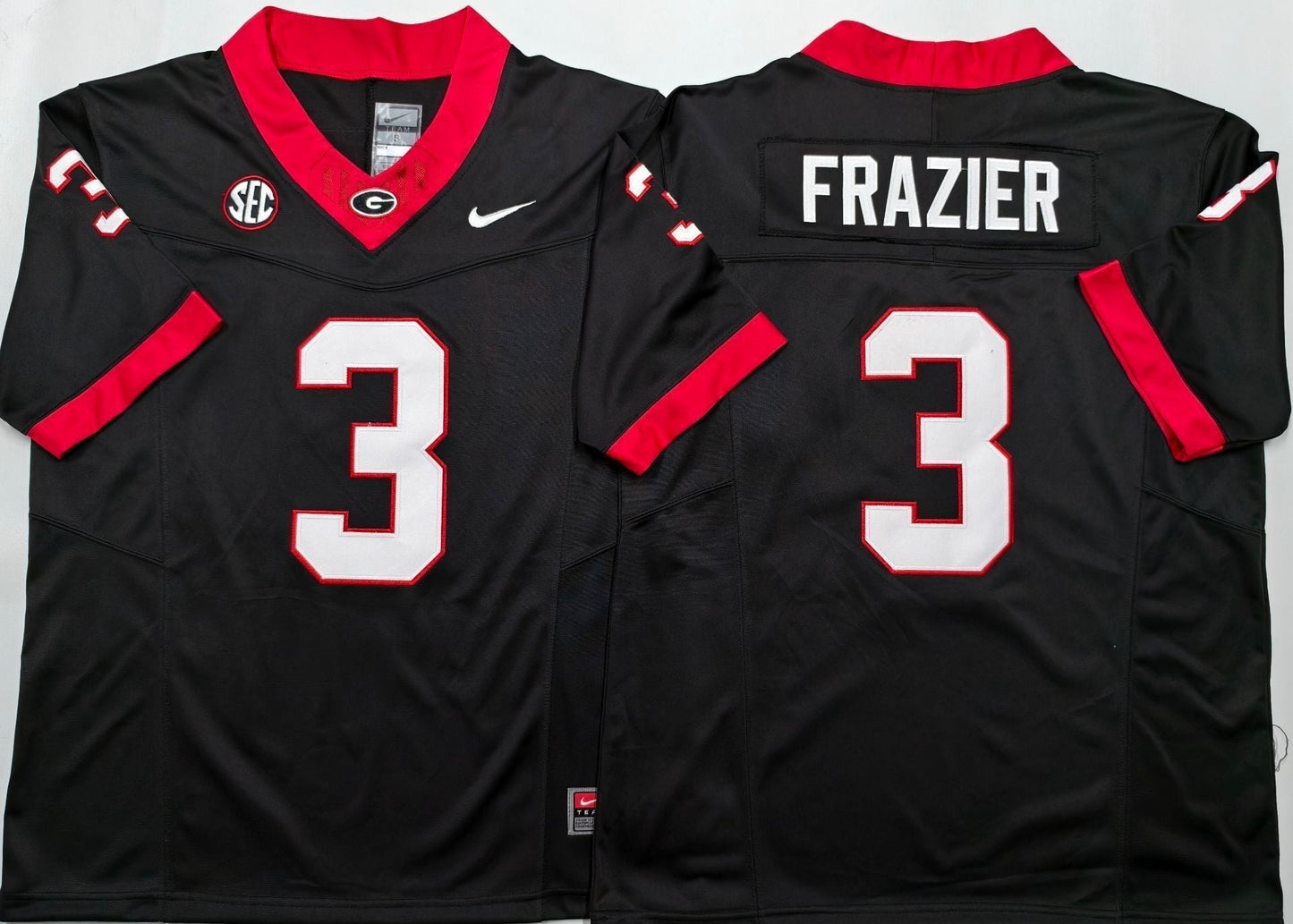 Men's Georgia Bulldogs Nate Frazier #3 Black Player Game Jersey sports jersey product view 1
