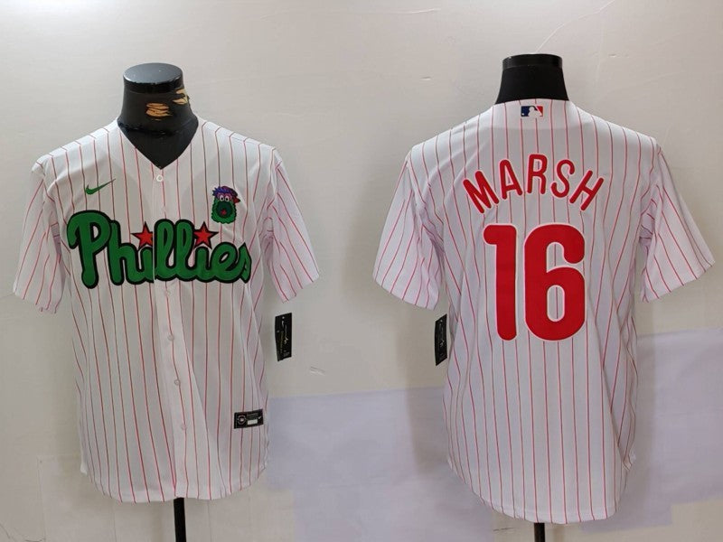 Men's Philadelphia Phillies Brandon Marsh #16 White Limited Player Jersey baseball jersey product view 1