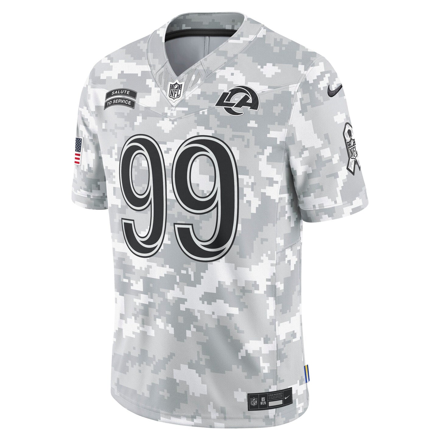Aaron Donald Los Angeles Rams 2024 Salute to Service Retired Limited Jersey - Arctic Camo football jersey product view 2