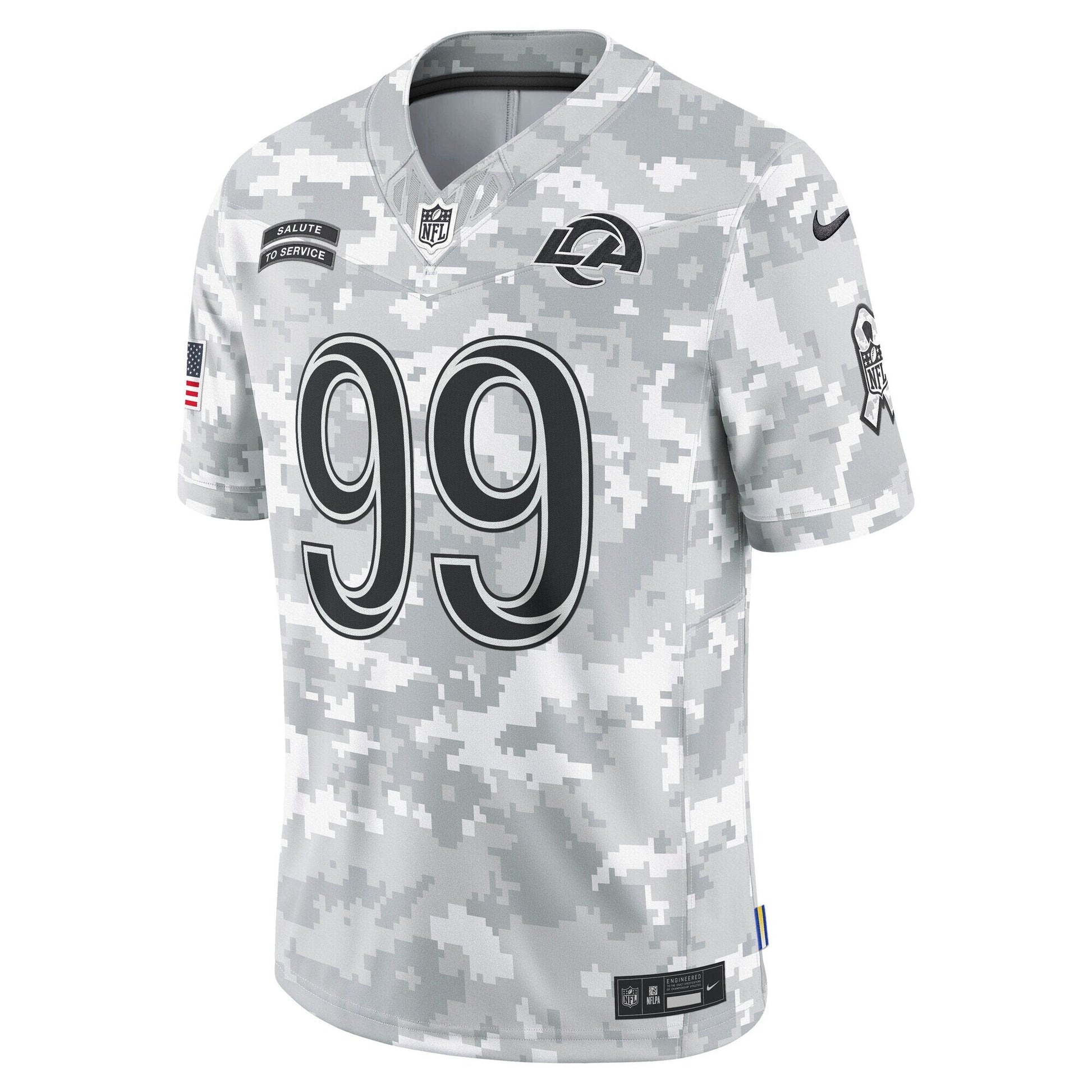 Aaron Donald Los Angeles Rams 2024 Salute to Service Retired Limited Jersey - Arctic Camo football jersey product view 2