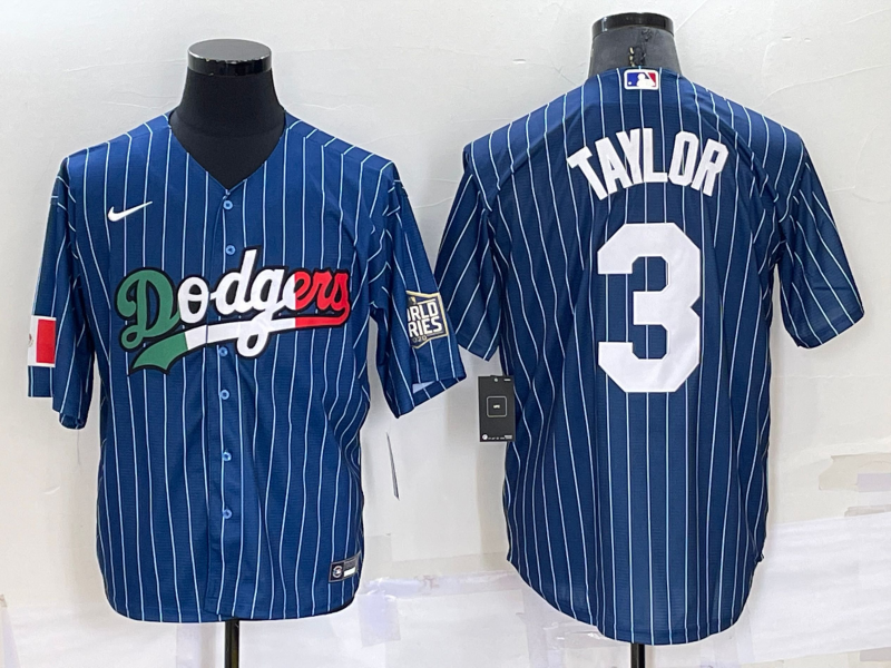 Men's Los Angeles Dodgers Chris Taylor Blue Replica Game Jersey baseball jersey product view 1