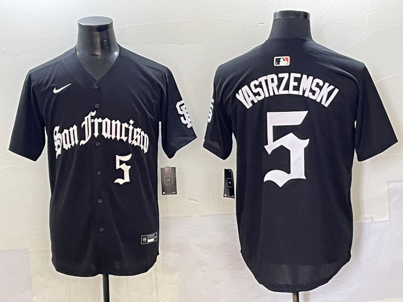 Men's San Francisco Giants Mike Yastrzemski Black Replica Player Jersey baseball jersey product view 1