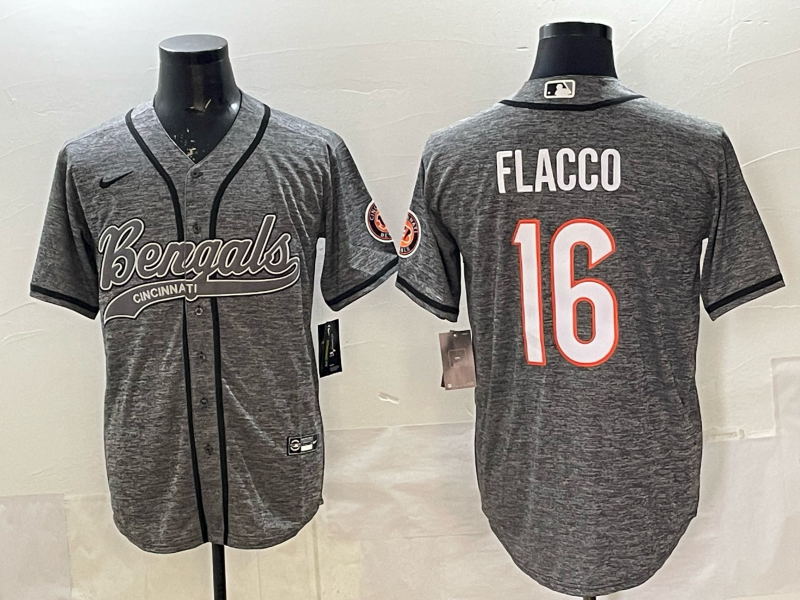 Men's Cincinnati Bengals Joe Flacco #16 Gray Team Game Jersey football jersey product view 1
