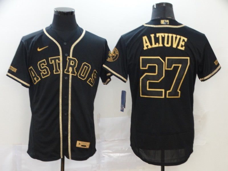 Men's Houston Astros Jose Altuve #27 Black Stitched Jersey1 baseball jersey product view 1