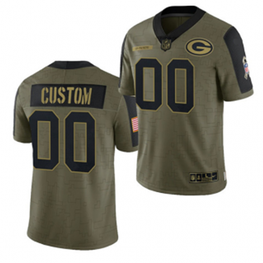 Custom1 Green Bay Packers Olive ACTIVE PLAYER Custom1 2021 Salute To Service Limited Stitched American Football Jerseys football jersey product view 1
