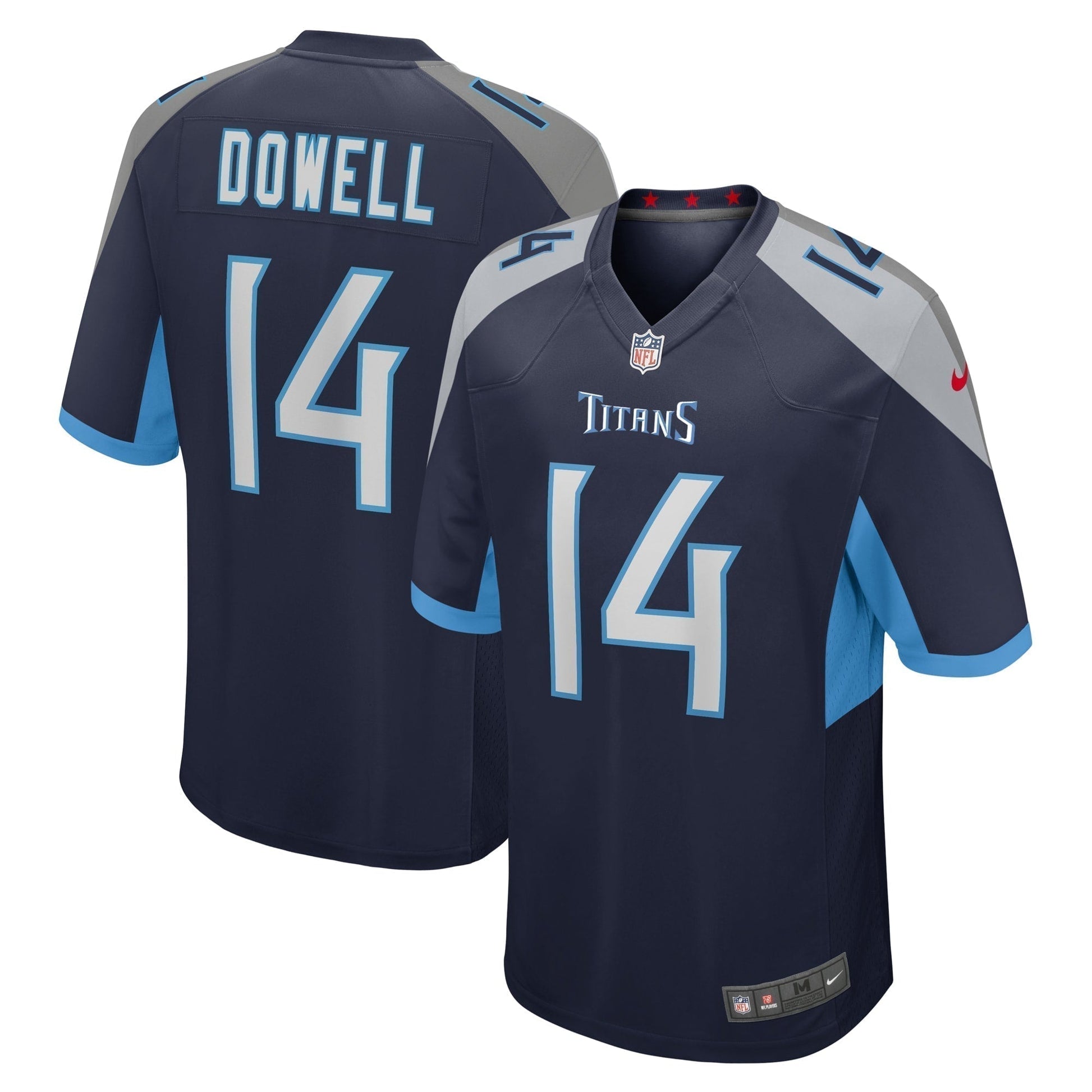 Colton Dowell Tennessee Titans Team Game Jersey - Navy football jersey product view 1