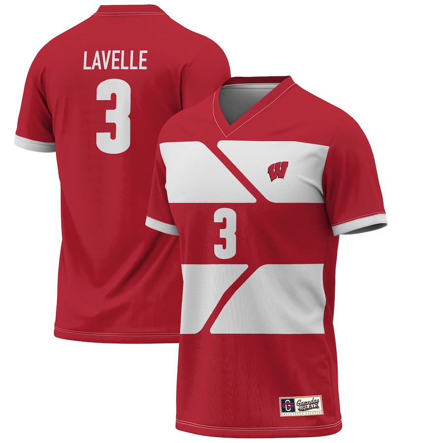 Men's Wisconsin Badgers Rose Lavelle Red Player Game Jersey sports jersey product view 1