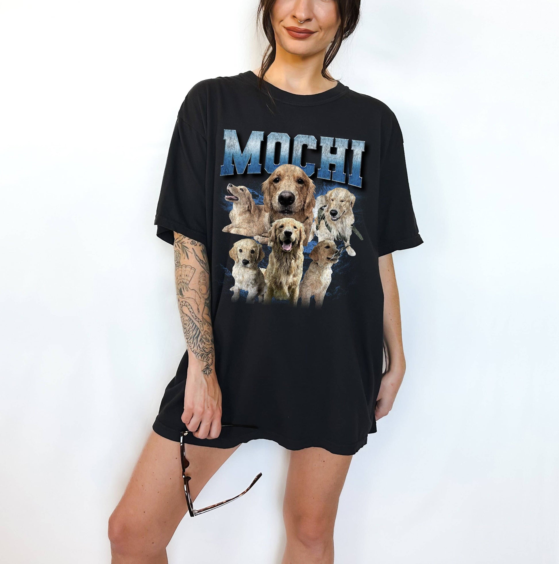 Custom Comfort Colors Dog Shirt - Retro Collage Pet Tee Unisex T-shirt, Sweatshirt, Hoodie, Long Sleeve Tee - T-Shirt, Sweatshirt, Hoodie