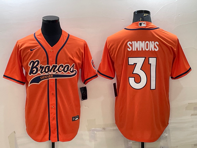 Men's Denver Broncos Justin Simmons #31 Orange Game Jersey1 Joint Edition football jersey product view 1