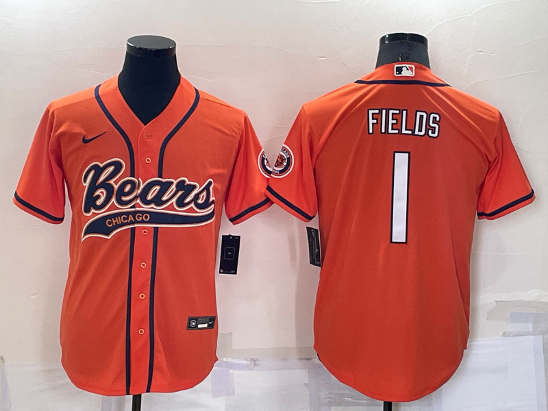 Men's Chicago Bears Justin Fields #1 Orange Game Jersey1 Joint Edition football jersey product view 1