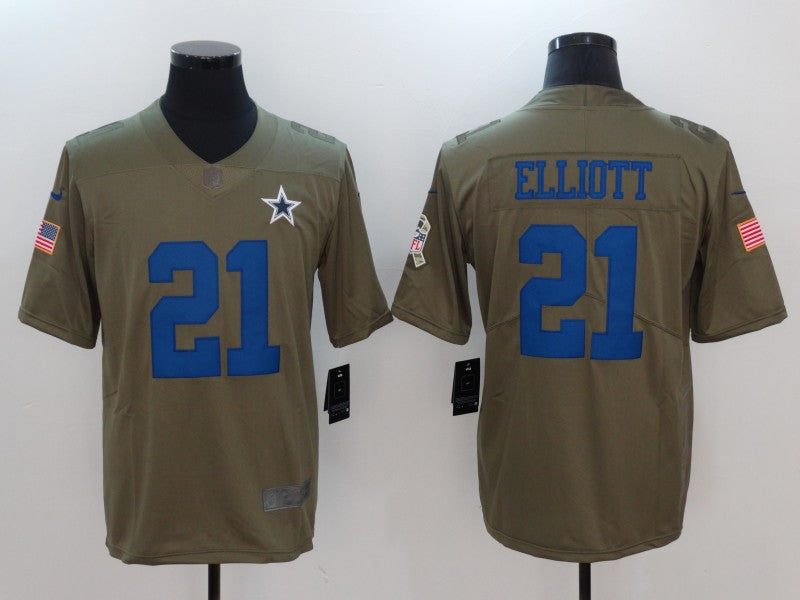 Men's Dallas Cowboys Ezekiel Elliott #21 Brown Team Game Jersey1 football jersey product view 1