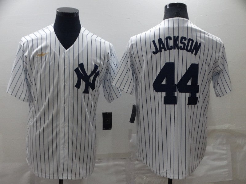 Men's New York Yankees Reggie Jackson White Replica Baseball Jersey baseball jersey product view 1