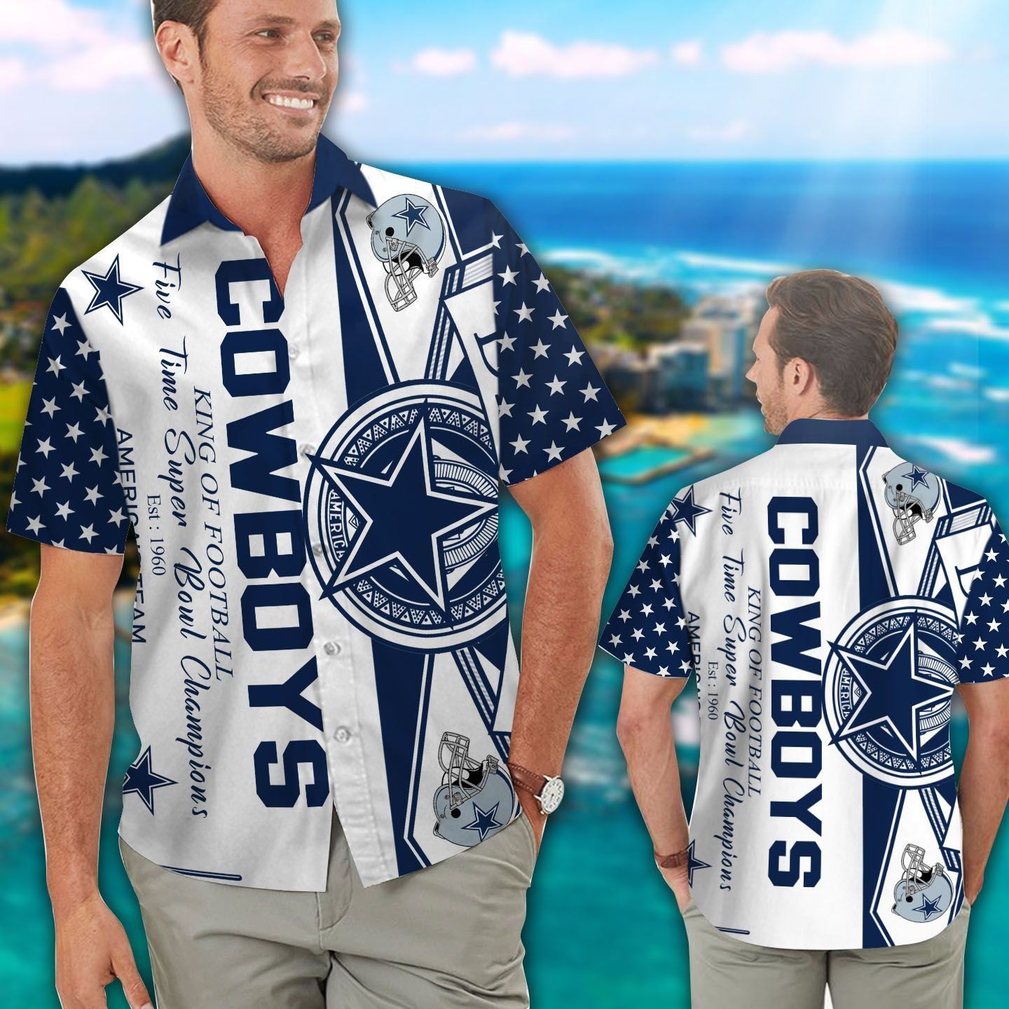 Dallas Cowboys Short Sleeve Button Up Tropical Hawaiian Shirt VER018 Unisex T-shirt, Sweatshirt, Hoodie, Long Sleeve Tee - T-Shirt, Sweatshirt, Hoodie