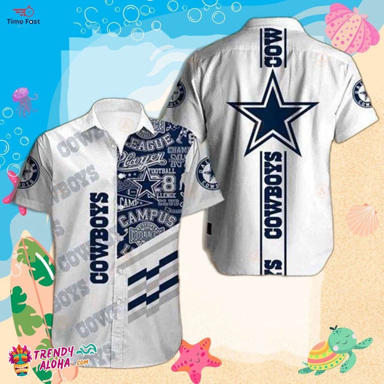 Dallas Cowboys Themed Tropical Hawaiian Shirt Classic Sports Style Unisex T-shirt, Sweatshirt, Hoodie, Long Sleeve Tee - T-Shirt, Sweatshirt, Hoodie