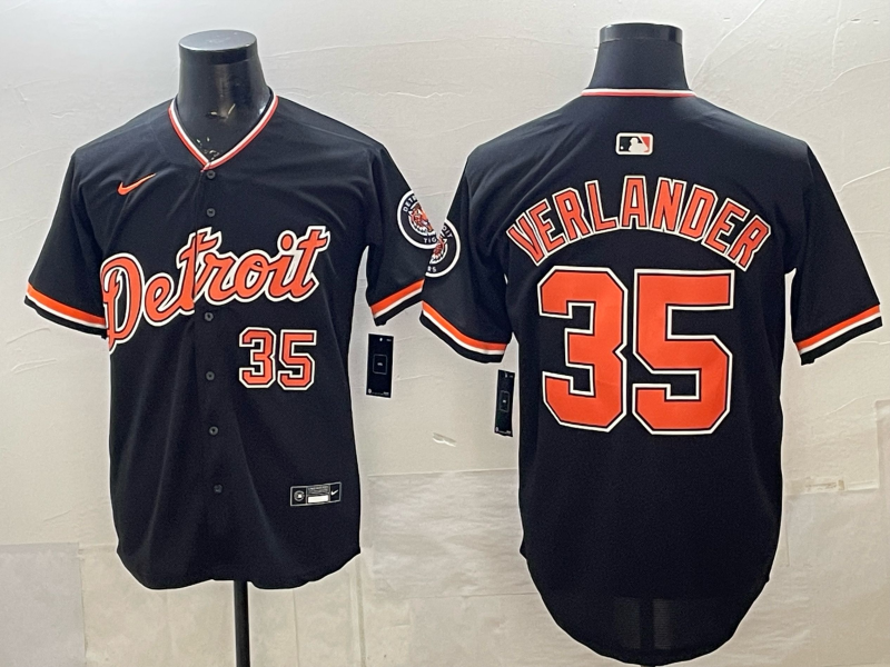 Men's Detroit Tigers Justin Verlander #35 Black Limited Player Jersey baseball jersey product view 1