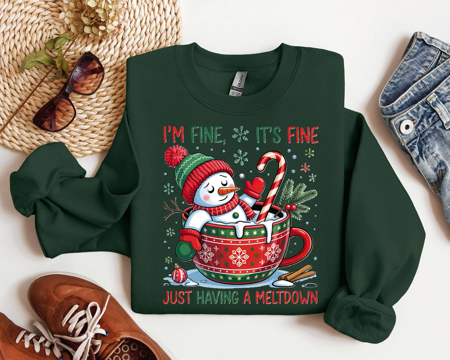 Snowman Meltdown Winter Hot Cocoa Christmas Tee Unisex T-shirt, Sweatshirt, Hoodie, Long Sleeve Tee - T-Shirt, Sweatshirt, Hoodie