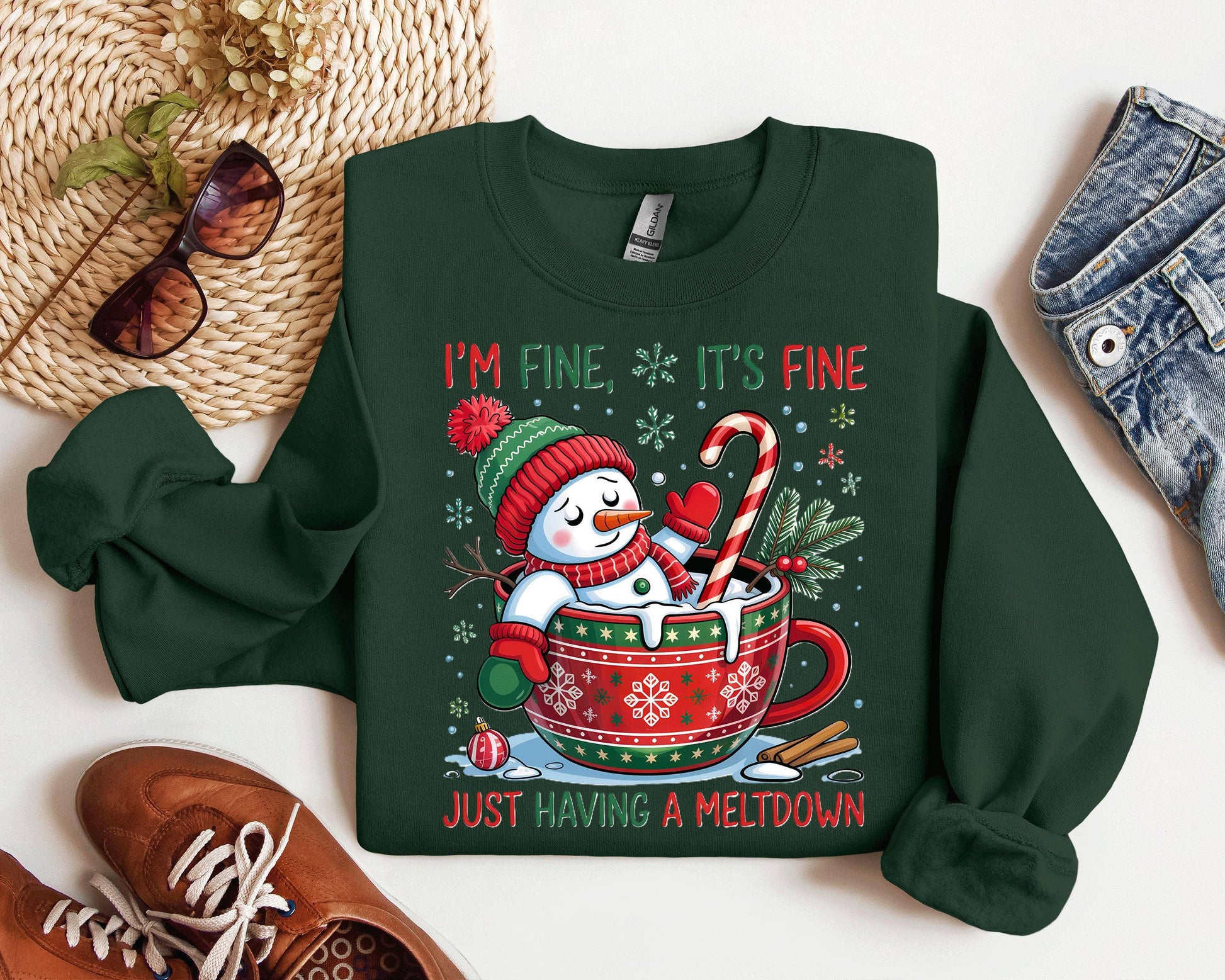 Snowman Meltdown Winter Hot Cocoa Christmas Tee Unisex T-shirt, Sweatshirt, Hoodie, Long Sleeve Tee - T-Shirt, Sweatshirt, Hoodie
