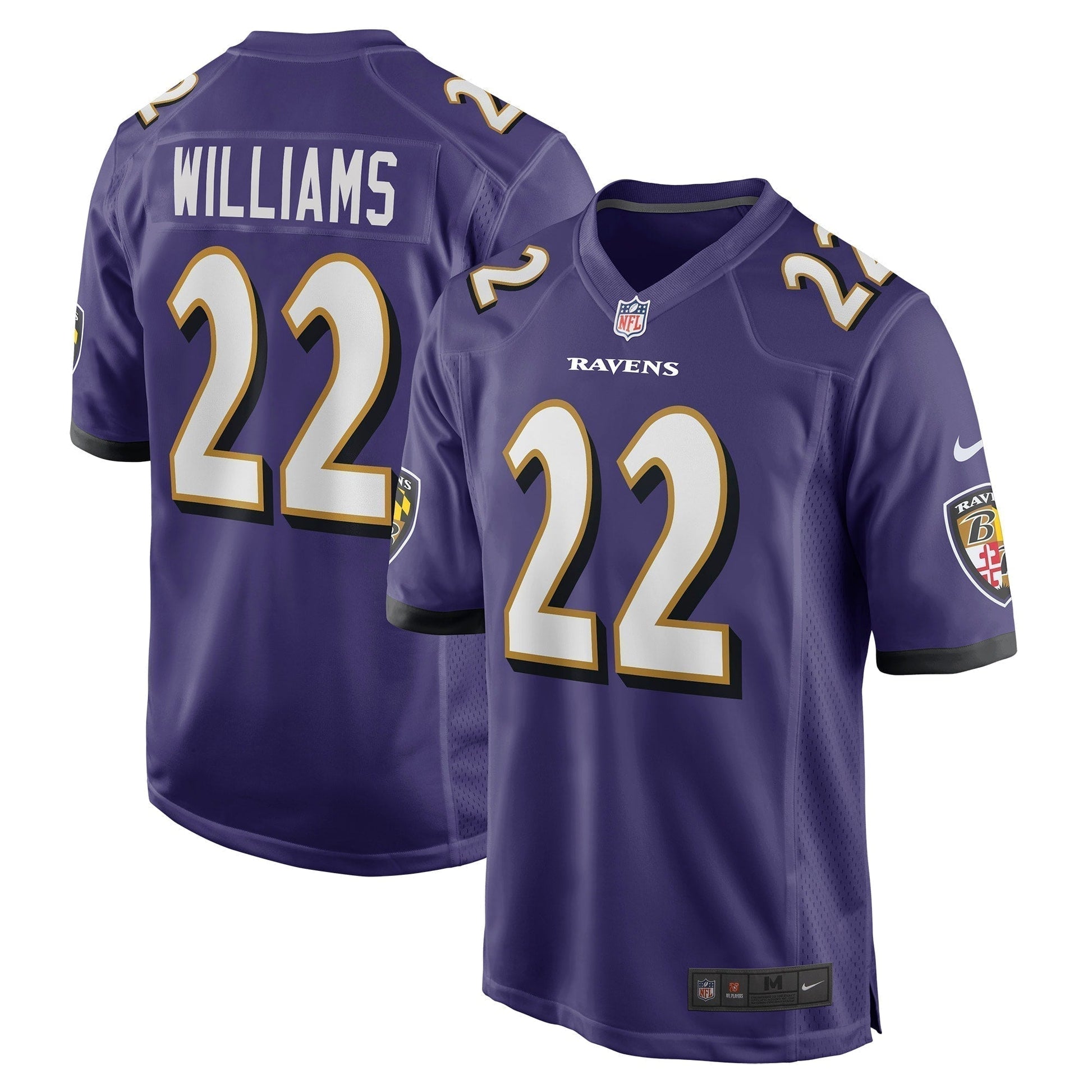 Damarion Williams Baltimore Ravens Game Jersey - Purple football jersey product view 1