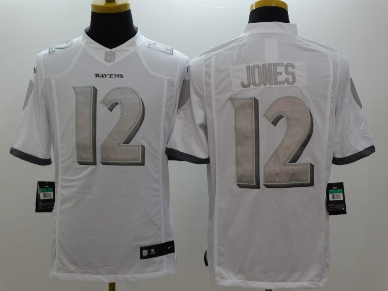 Men's Baltimore Ravens Jacoby Jones #12 White Game Jersey1 football jersey product view 1