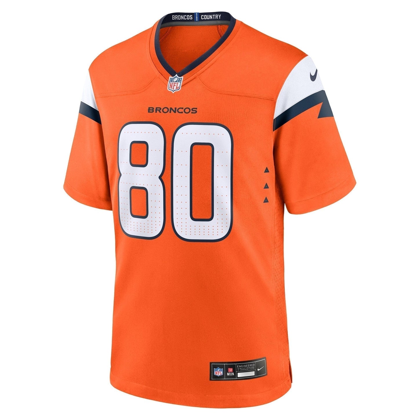 Greg Dulcich Denver Broncos Team Game Jersey - Orange football jersey product view 2