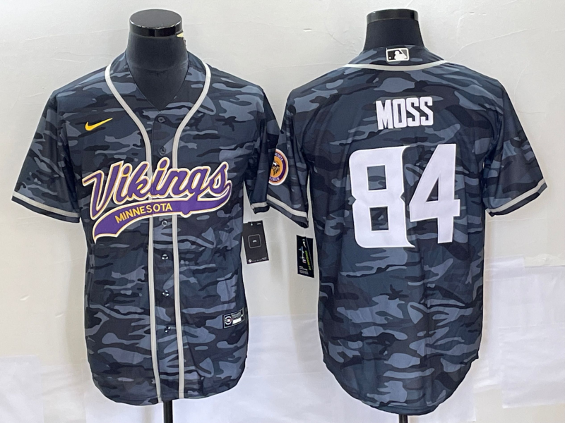 Men's Minnesota Vikings Randy Moss Grey Camouflage Game Jersey Joint Edition football jersey product view 1