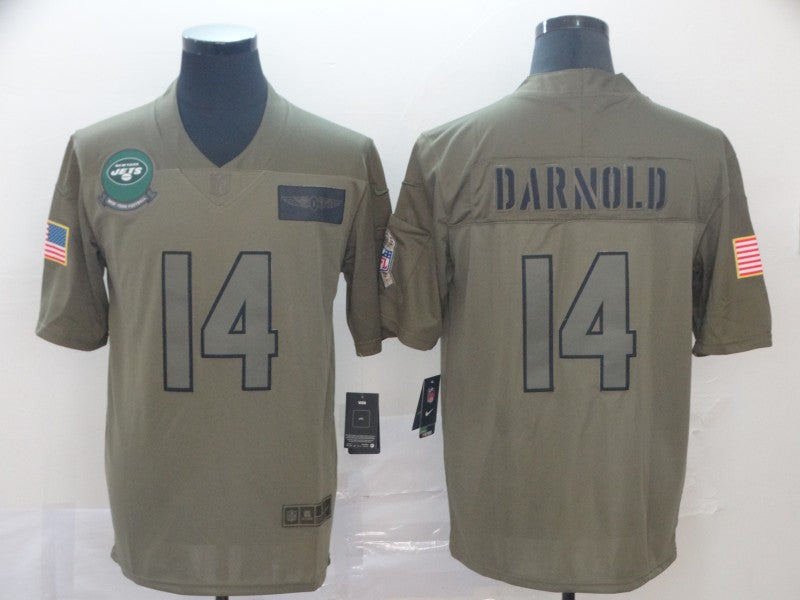 Men's New York Jets Sam Darnold #14 Brown Game Player Jersey1 football jersey product view 1