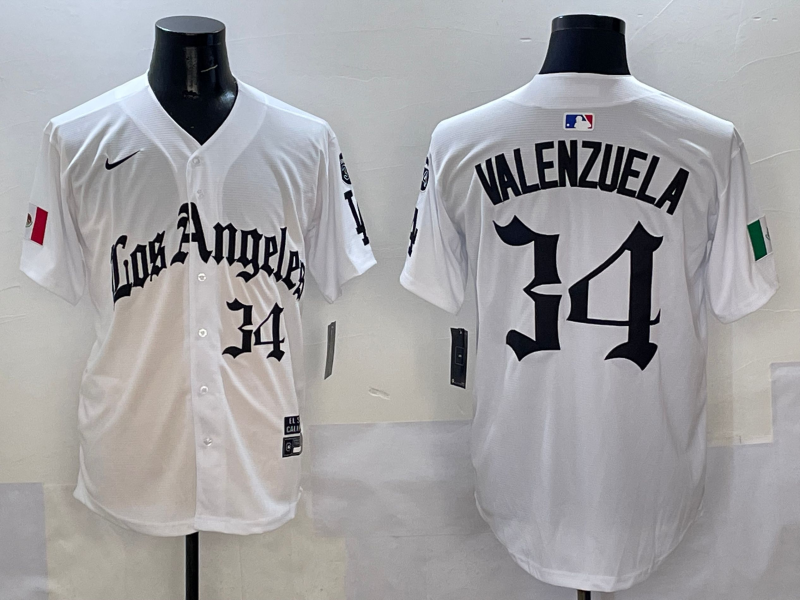 Men's Los Angeles Dodgers Fernando Valenzuela White Team Game Player Jersey baseball jersey product view 1