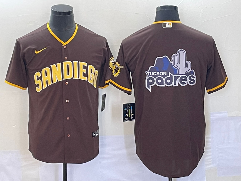 Men's San Diego Padres Brown Road Replica Team Jersey baseball jersey product view 1