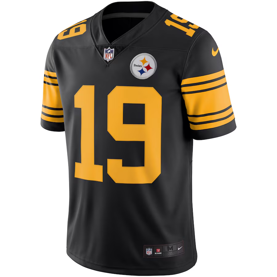 Men's Pittsburgh Steelers JuJu Smith-Schuster Black Vapor Untouchable Color Rush Limited Player Jersey football jersey product view 3