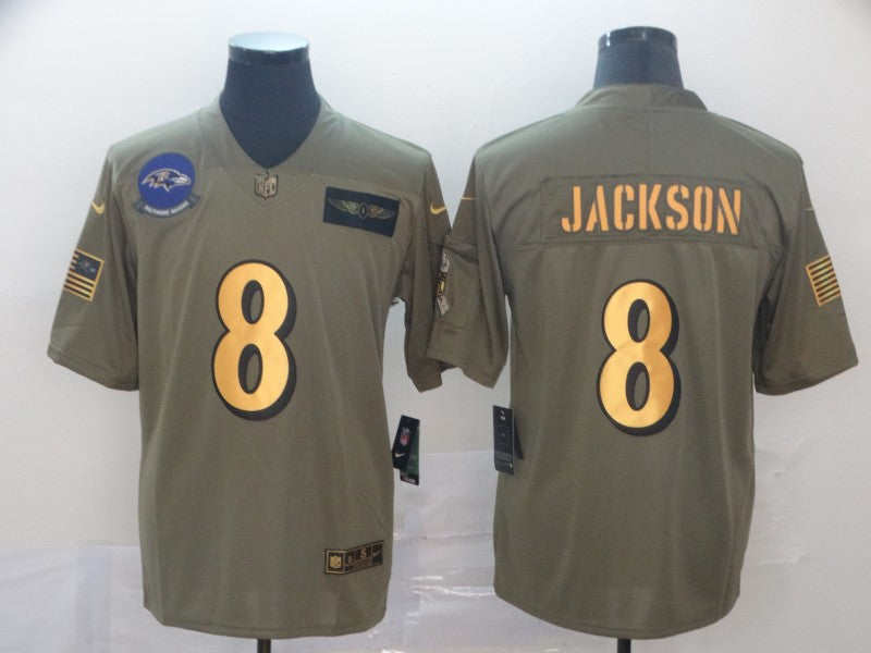 Men's Baltimore Ravens Lamar Jackson #8 Brown Alternate Game Jersey1 football jersey product view 1