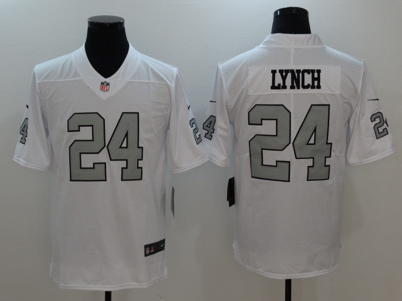 Men's Las Vegas Raiders Marshawn Lynch #24 White Game Player Jersey1 football jersey product view 1