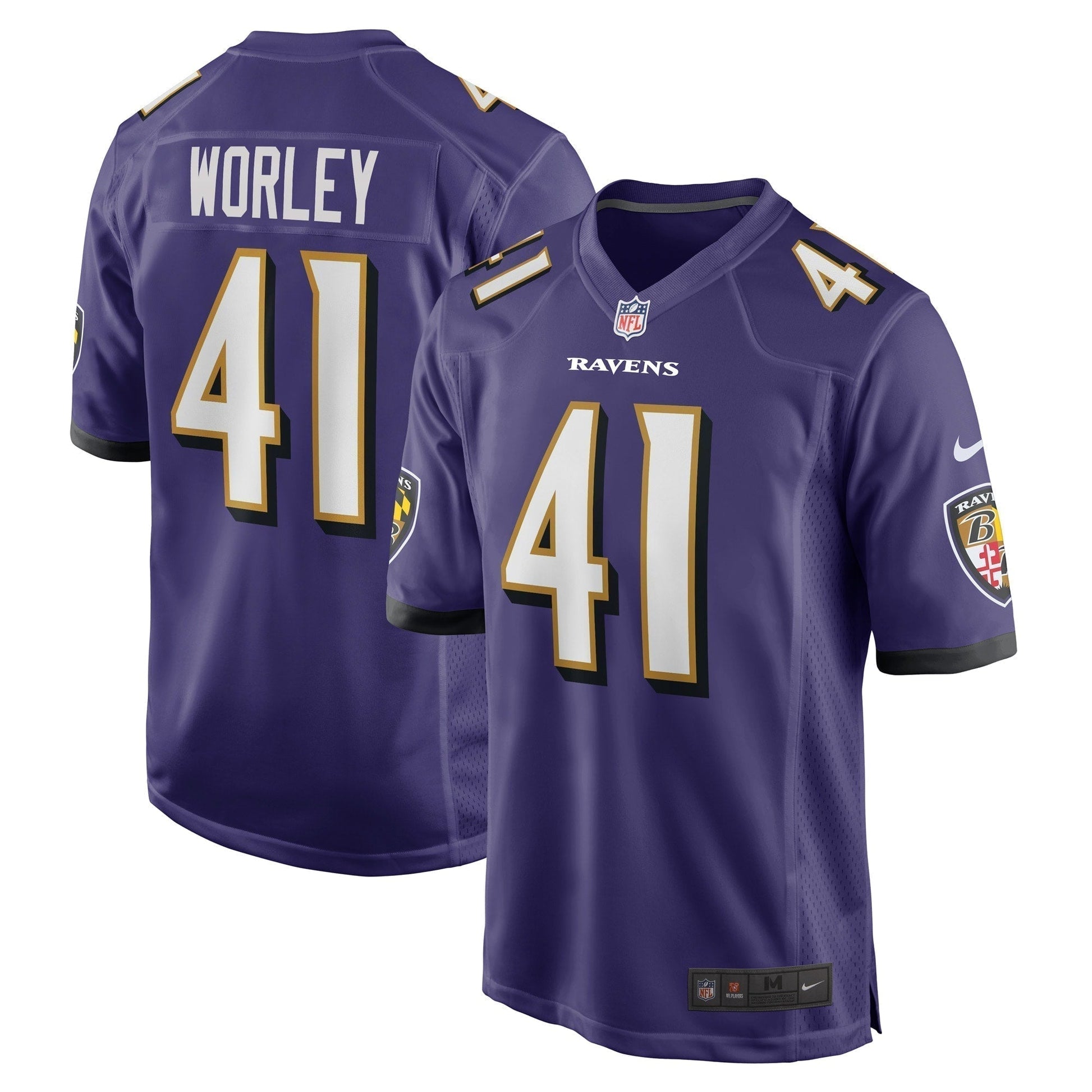 Daryl Worley Baltimore Ravens Game Jersey - Purple football jersey product view 1