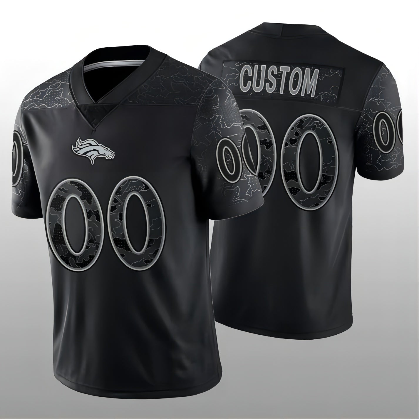 Custom1 Denver Broncos Black RFLCTV Limited Jersey1 Stitched Jersey1 American Football Jerseys football jersey product view 1