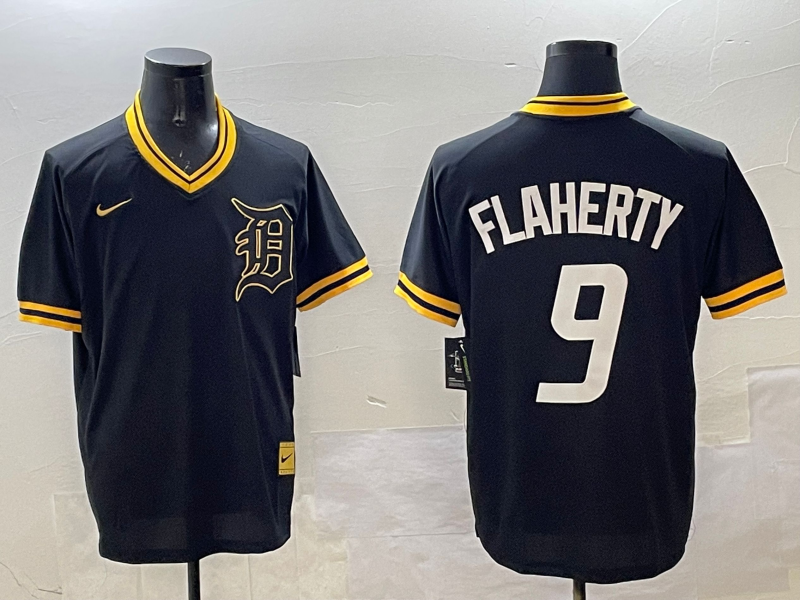 Men's Detroit Tigers Jack Flaherty #9 Black Replica Player Jersey1 baseball jersey product view 1