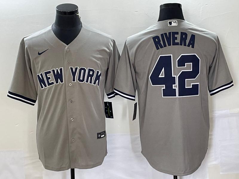 Men's New York Yankees Mariano Rivera #42 Gray Replica Player Jersey baseball jersey product view 1