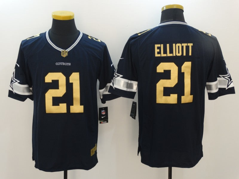 Men's Dallas Cowboys Ezekiel Elliott #21 Navy Player Jersey1 football jersey product view 1