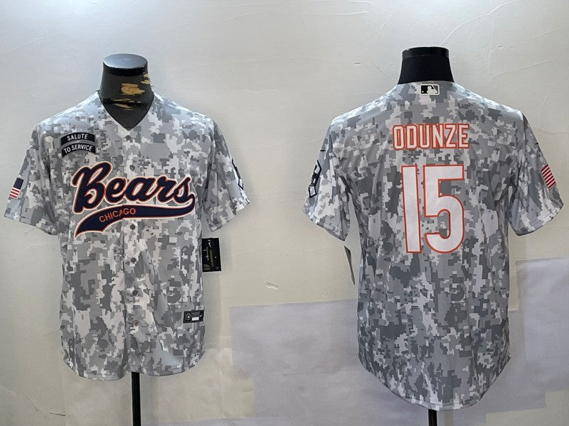 Men's Chicago Bears Rome Odunze Arctic Camo 2024 Salute to Service Player Jersey football jersey product view 1