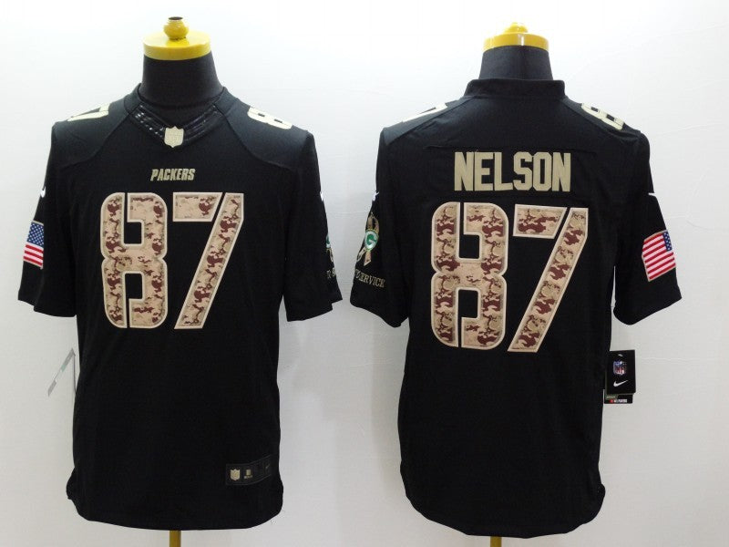 Men's Green Bay Packers Jordy Nelson #87 Black Game Jersey1 football jersey product view 1