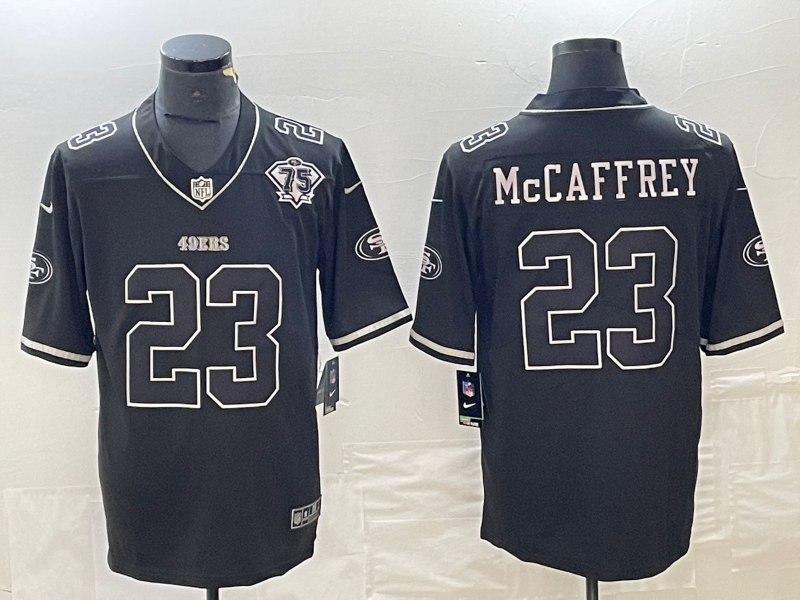 Men's San Francisco 49ers Christian McCaffrey Black Player Game Jersey football jersey product view 1