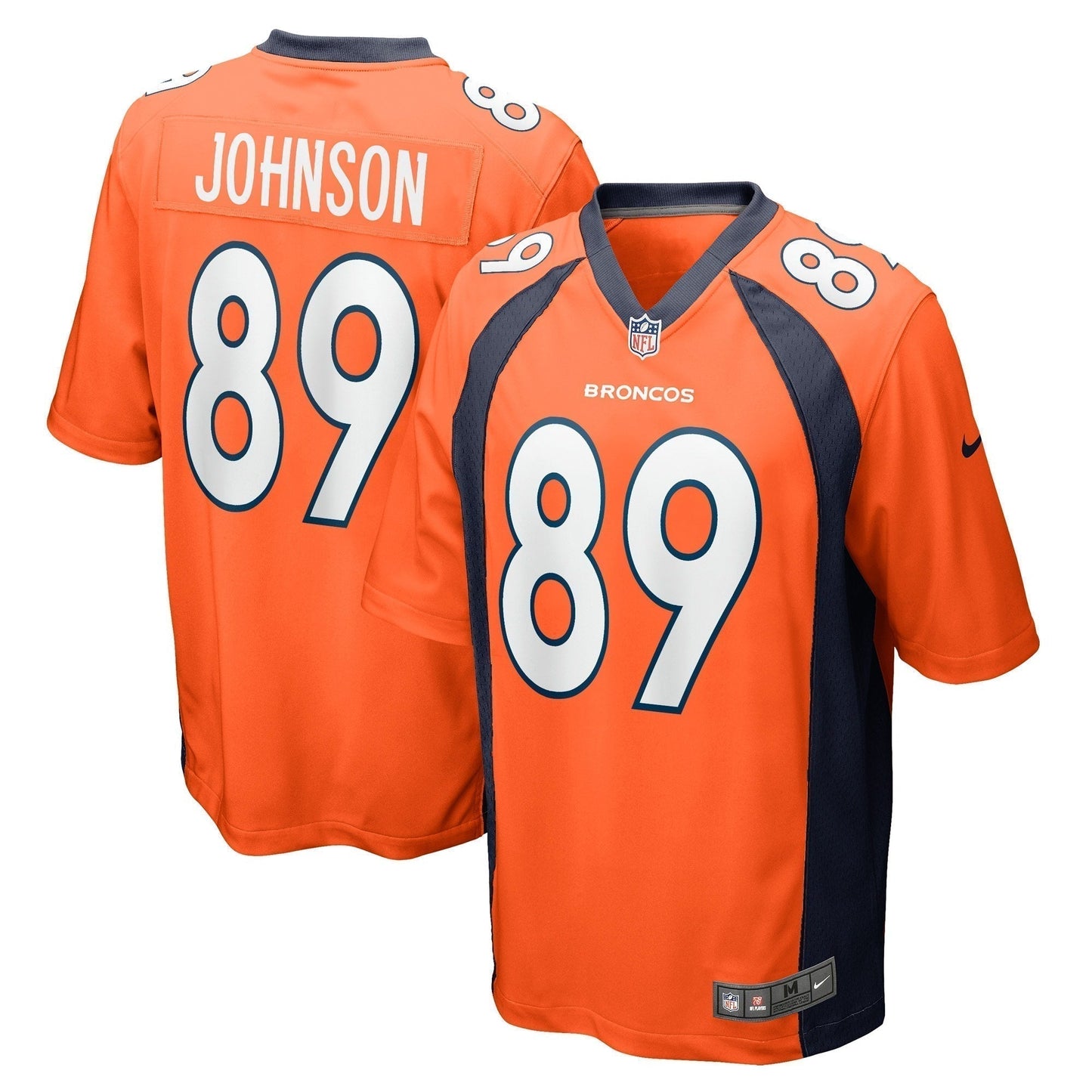Brandon Johnson Denver Broncos Game Jersey - Orange football jersey product view 1