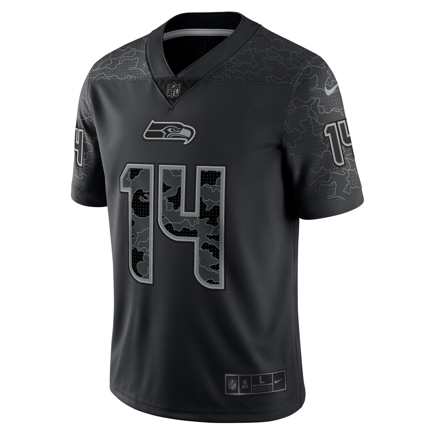 DK Metcalf Seattle Seahawks RFLCTV Limited Jersey - Black football jersey product view 3