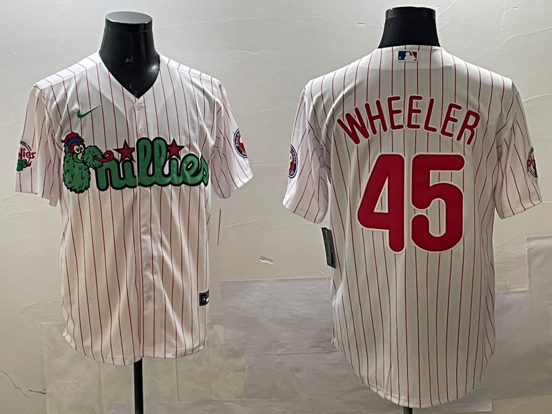 Men's Philadelphia Phillies Zack Wheeler White Replica Team Jersey baseball jersey product view 1
