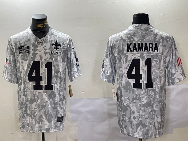 Men's New Orleans Saints Alvin Kamara Arctic Camo 2024 Salute to Service Limited Jersey football jersey product view 1