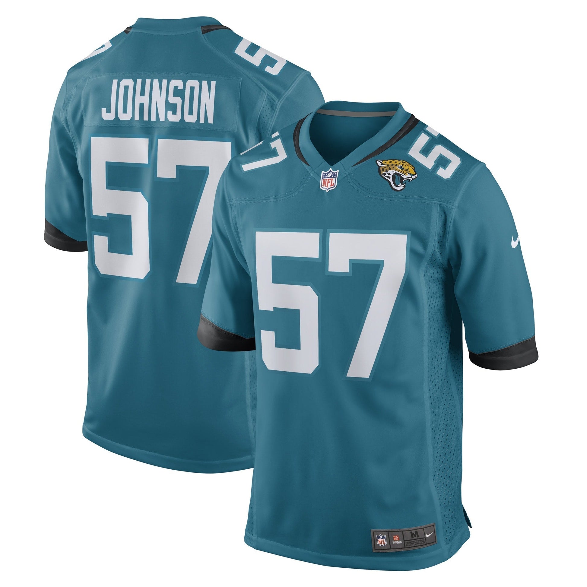 Caleb Johnson Jacksonville Jaguars Game Jersey - Teal football jersey product view 1