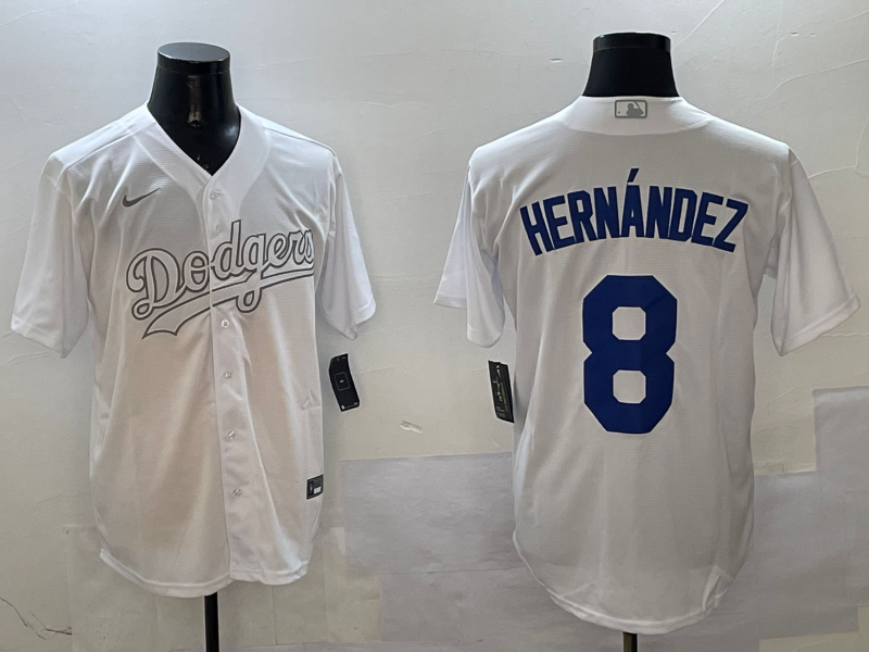 Men's Los Angeles Dodgers Enrique Hernandez White Player Jersey baseball jersey product view 1