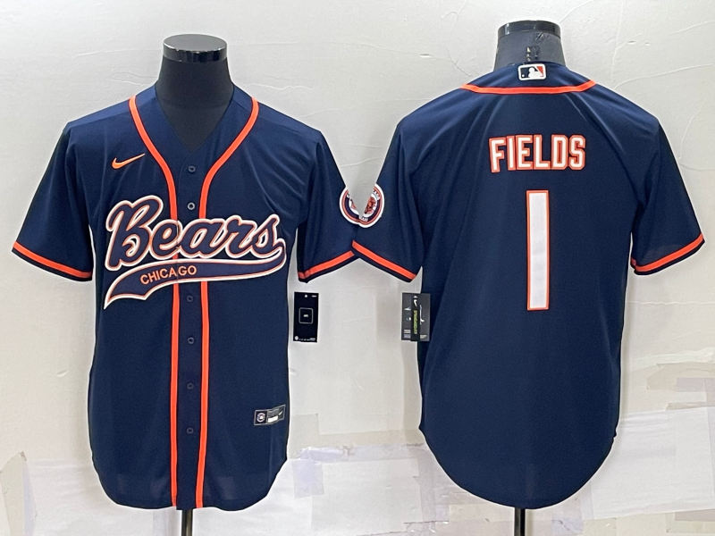 Men's Chicago Bears Justin Fields Navy Game Jersey Joint Edition football jersey product view 1
